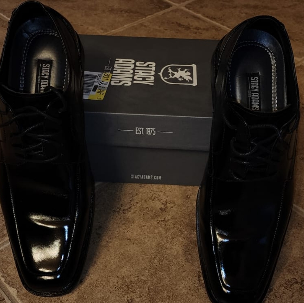 Men's  10.5M Black Stacy Adam's Dress Shoes